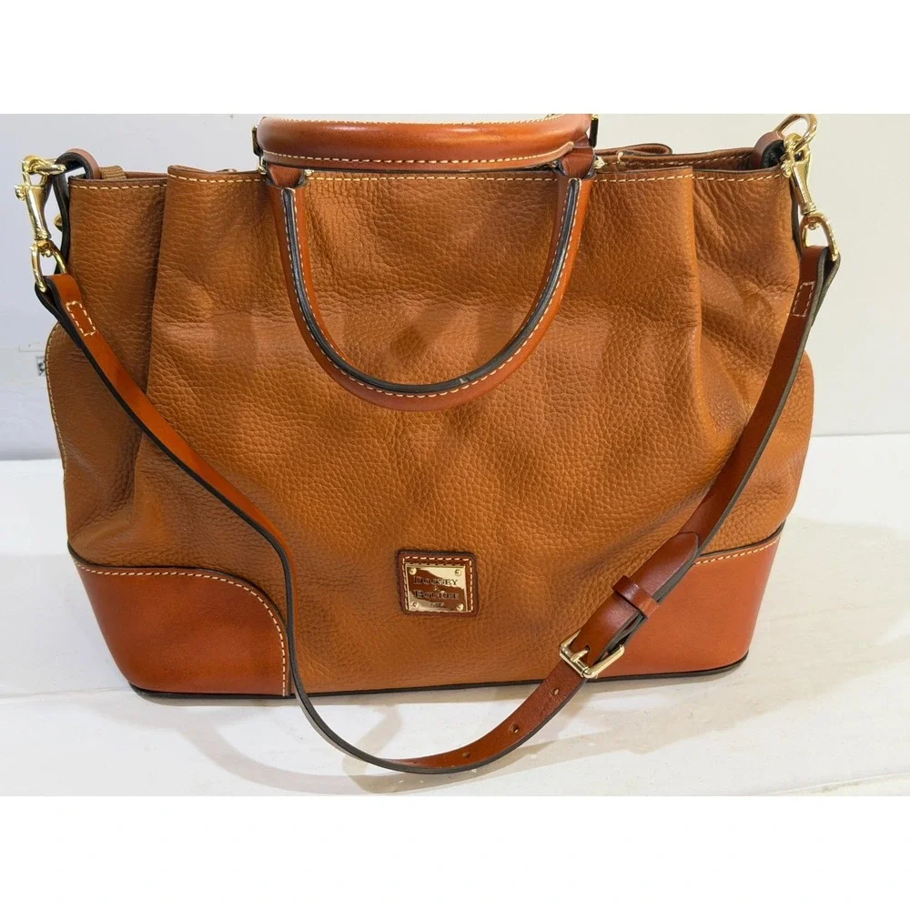 Dooney & Bourke Pebble Grain Brenna Satchel Carmel Excellent Condition COA
